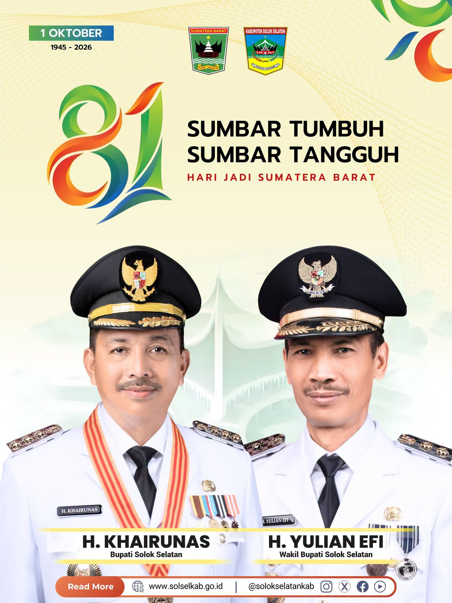 Selamat Hari Jadi ke-81 Provinsi Sumatera Barat